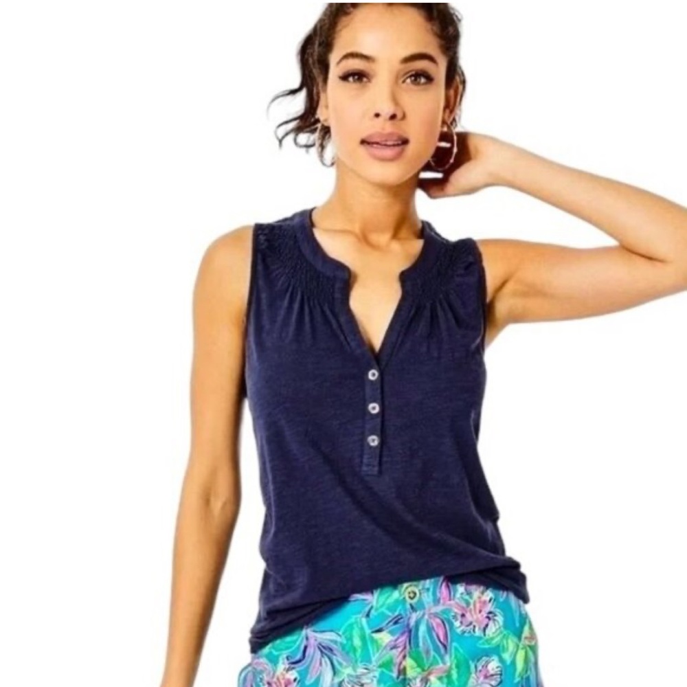 EUC Lilly Pulitzer True Navy Essie Cotton Tank Top